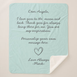 アクア手書きラブレターまたはメッセージ  シェルパブランケット