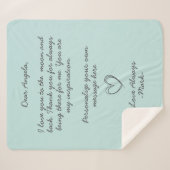 アクア手書きラブレターまたはメッセージ  シェルパブランケット (正面(横))