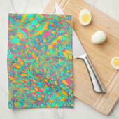 アクア抽象芸術アートレトロデザイン キッチンタオル (四つ折り)
