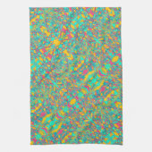 アクア抽象芸術アートレトロデザイン キッチンタオル (縦)