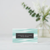 アクア抽象芸術リボン名刺 名刺 (スタンド正面)