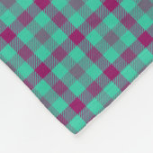 アクア暗い赤紫色プレイドモダンカントリー フリースブランケット (角)