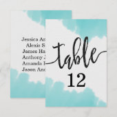 アクア水彩筆致テーブルナンバー席次 招待状 (正面/裏面)