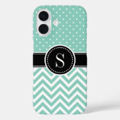 アクア水玉模様とシェブロンモノグラム Case-Mate iPhoneケース (裏面)