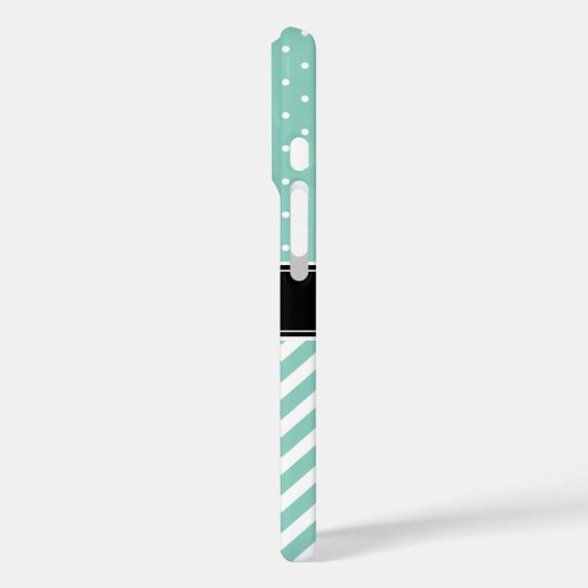 アクア水玉模様とシェブロンモノグラム Case-Mate iPhoneケース (裏面 / 左)