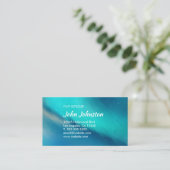 アクア海ブルー抽象芸術ノーザンライト 名刺 (スタンド正面)