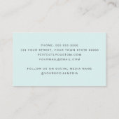 アクア淡い色のブルーホワイトモダンミニマリスト追加ロゴ 名刺 (裏面)