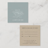 アクア淡い色のブルー金ゴールドロータスフローラギフト券 スクエア名刺 (正面/裏面)