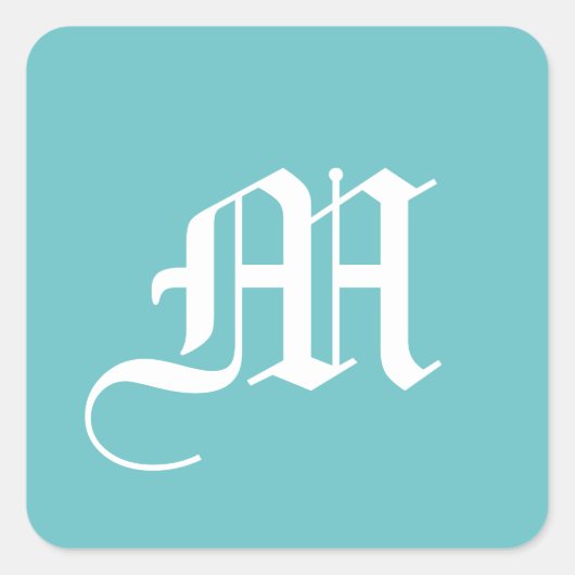 アクア無地のブルーポップ・アートのオブカラー スクエアシール (正面)