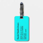 アクア無地のブルー ラゲッジタグ (裏面縦)