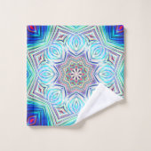 アクア王室のからブルー万華鏡のように千変万化するパターン8点星 バスタオルセット (ウォッシュタオル)