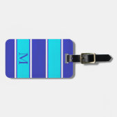 アクア王室のブルーカバナストライプホテル ラゲッジタグ (正面横)