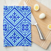 アクア王室の及び青アールデコモダン布巾 キッチンタオル (四つ折り)
