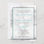 アクア白黒ウィンターツリー結婚式招待状 招待状 (正面)