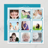 アクア矢印フォトコラージュホリデーカード シーズンカード (正面/裏面)