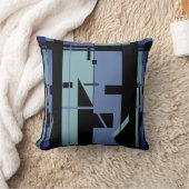 アクア石板ブルーブラックブラックサウスウエストアートルックモザイク クッション (ブランケット)