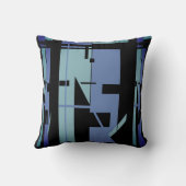 アクア石板ブルーブラックブラックサウスウエストアートルックモザイク クッション (裏面)