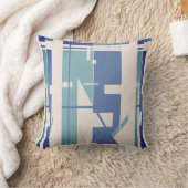 アクア石板ブルーベージュサウスウエストアートルックモザイク クッション (ブランケット)