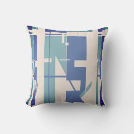 アクア石板ブルーベージュサウスウエストアートルックモザイク クッション