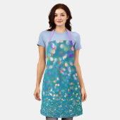 アクア紙吹雪オールオーバープリントエプロン エプロン (着用した状態)