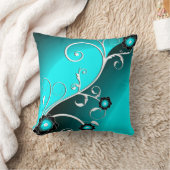 アクア素晴らしシルバーキュートガーリーレトロフローラ クッション (ブランケット)