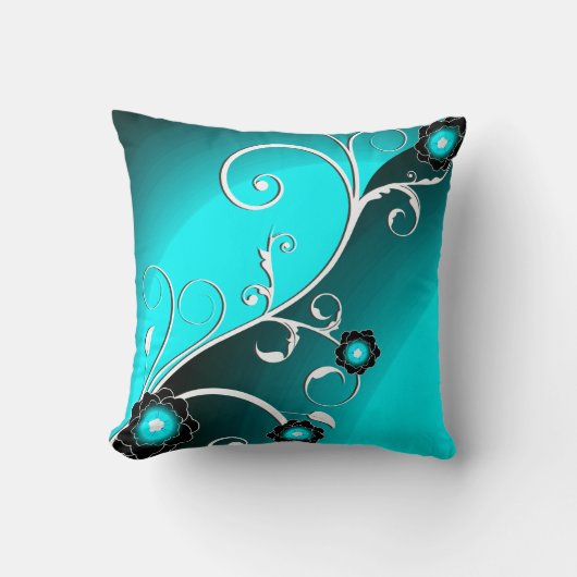 アクア素晴らしシルバーキュートガーリーレトロフローラ クッション (正面)