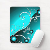 アクア素晴らしシルバーキュートガーリーレトロフローラ マウスパッド (マウス)