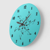 アクア素晴らしブルーの数字とアクセント ラージ壁時計 (傾斜)