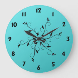 アクア素晴らしブルーの数字とアクセント ラージ壁時計