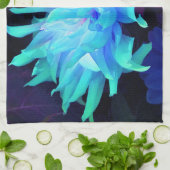 アクア素晴らしブルー&グリーンサボットダリア キッチンタオル (折り畳み)