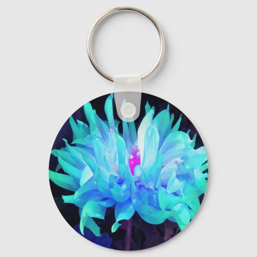 アクア素晴らしブルー&グリーンサボットダリア キーホルダー (正面)