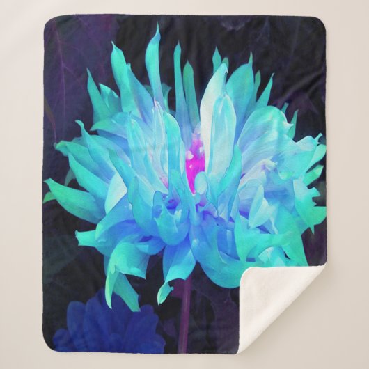 アクア素晴らしブルー&グリーンサボットダリア シェルパブランケット (正面)