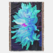 アクア素晴らしブルー&グリーンサボットダリア スローブランケット (正面縦)