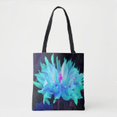 アクア素晴らしブルー&グリーンサボットダリア トートバッグ (正面)