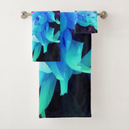アクア素晴らしブルー&グリーンサボットダリア バスタオルセット