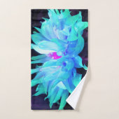 アクア素晴らしブルー&グリーンサボットダリア バスタオルセット (ハンドタオル)