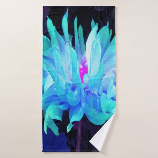 アクア素晴らしブルー&グリーンサボットダリア バスタオル (バスタオル)