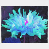 アクア素晴らしブルー&グリーンサボットダリア フリースブランケット (正面(横))