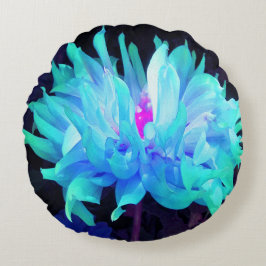 アクア素晴らしブルー&グリーンサボットダリア ラウンドクッション