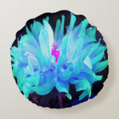 アクア素晴らしブルー&グリーンサボットダリア ラウンドクッション (裏面)