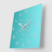 アクア素晴らしホワイト数字アクセント スクエア壁時計 (傾斜)