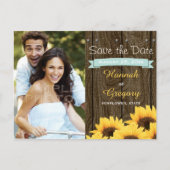 アクア素朴サンフラワー日付はがきを保存 案内ポストカード (正面)