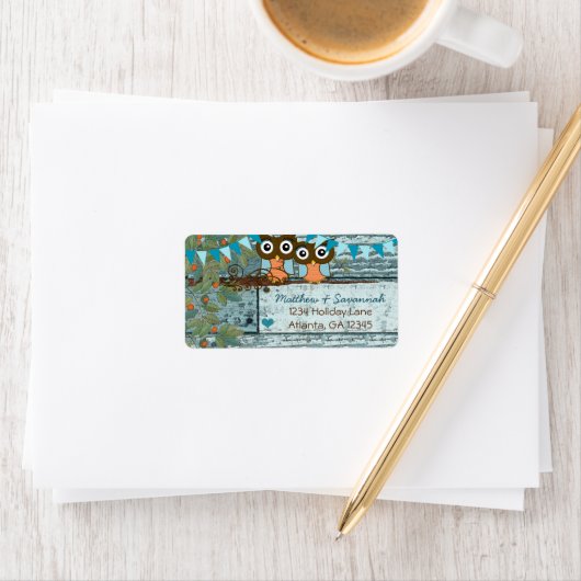 アクア素朴バンティングヴィンテージラブバードフール ラベル (インサイチュ)