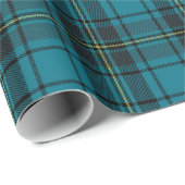 アクア素朴&イエローブラックウォッチプレイドホリデー ラッピングペーパー (ロールコーナー)