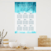 アクア結婚ブルーグリーン抽象芸術表プラン ポスター (キッチン)