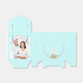 アクア結婚式の引き出物ボックスあなたの写真モノグラム名 フェイバーボックス (折り畳みなし)