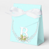 アクア結婚式の引き出物ボックスあなたの写真モノグラム名 フェイバーボックス (正面サイド)