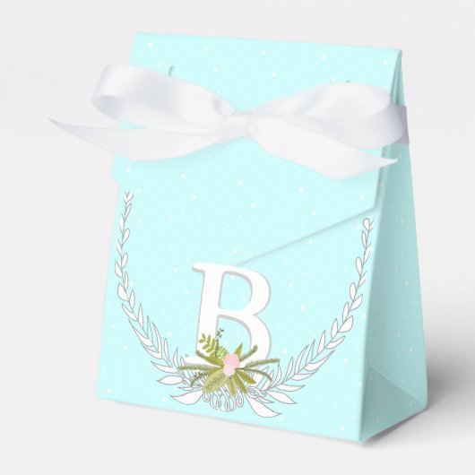 アクア結婚式の引き出物ボックスあなたの写真モノグラム名 フェイバーボックス (正面サイド)