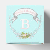 アクア結婚式の引き出物ボックスあなたの写真モノグラム名 フェイバーボックス (上部)