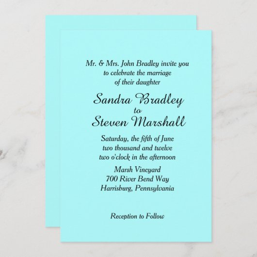 アクア結婚式招待状 招待状 (正面/裏面)